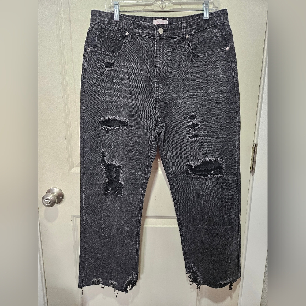 Women's Distressed Black Denim Jeans